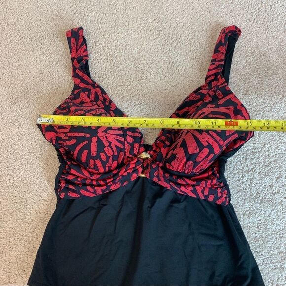 Simon Chang red black cobra snake hardware accent one piece swimsuit Sz 8 - Picture 9 of 12